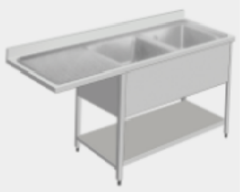 European Double Sink with Double Drainer(Witn Spac...