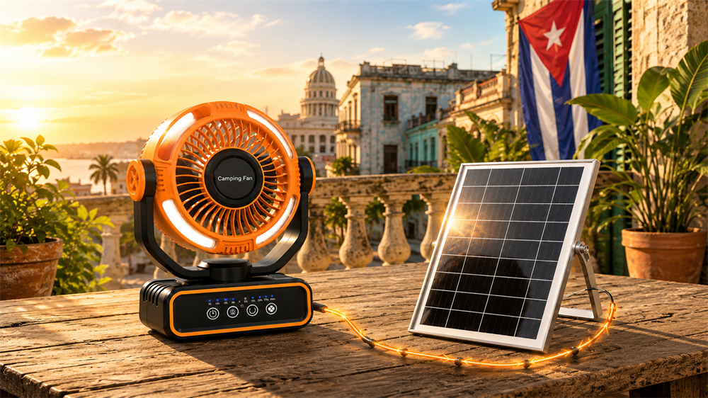 Ventilador solar recargable compatible con panel solar para camping