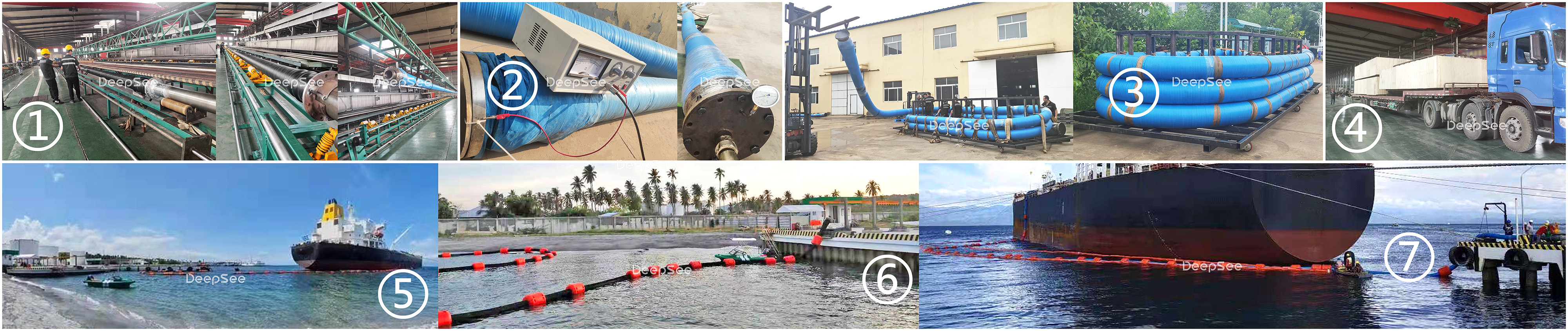dock hose production, testings, package, delivery and application at the port - DeepSee