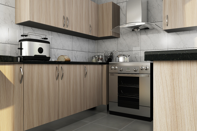 Modern Style Wood Veneer Kitchen OPTA24-AT011