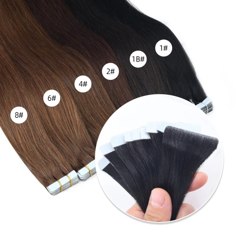 Neitsi PU Skin Weft Invisible Tape In Hair Extensions Natural Straight Human Hair 16" 20" 24" Seamless Adhesives Handtied Tape