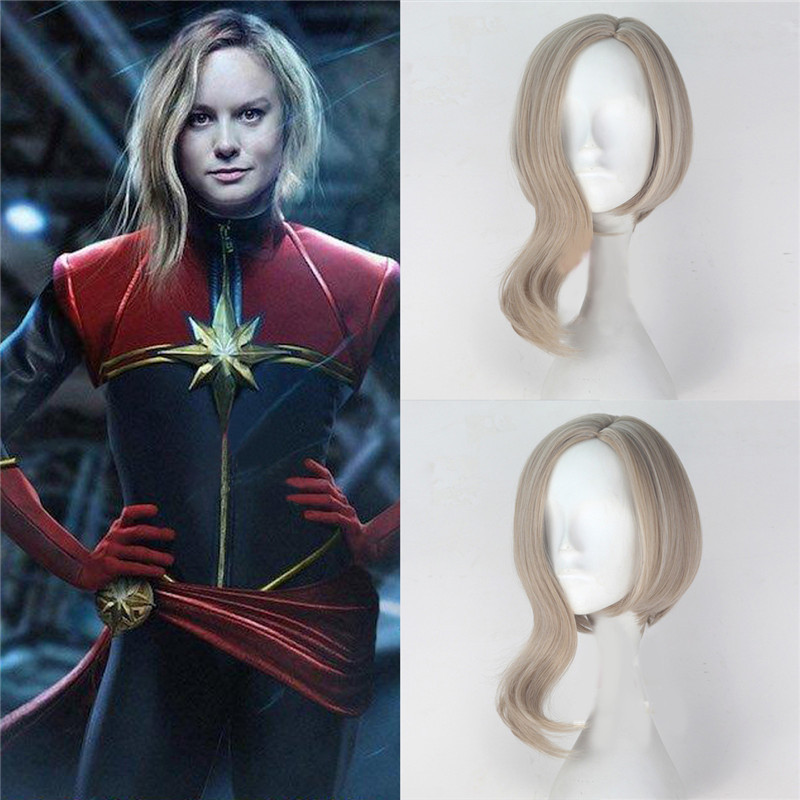 Captain Marvel Carol Danvers Avengers Cosplay Blond Wig
