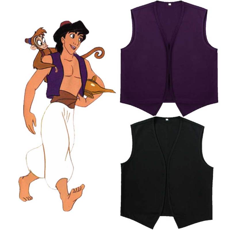 Aladdin Purple Black Vest Adult Men Cosplay Costume(Ready To Ship)