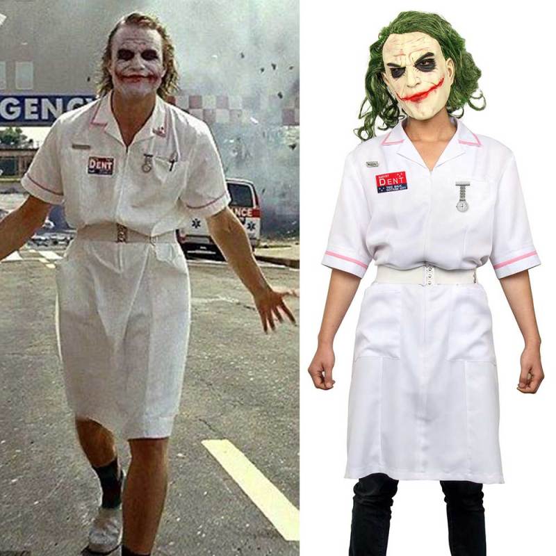 Joker Nurse.Dress Heath Ledger Cosplay Costume With Mask Wig Batman Dark Knight Takerlama (Ready To Ship)