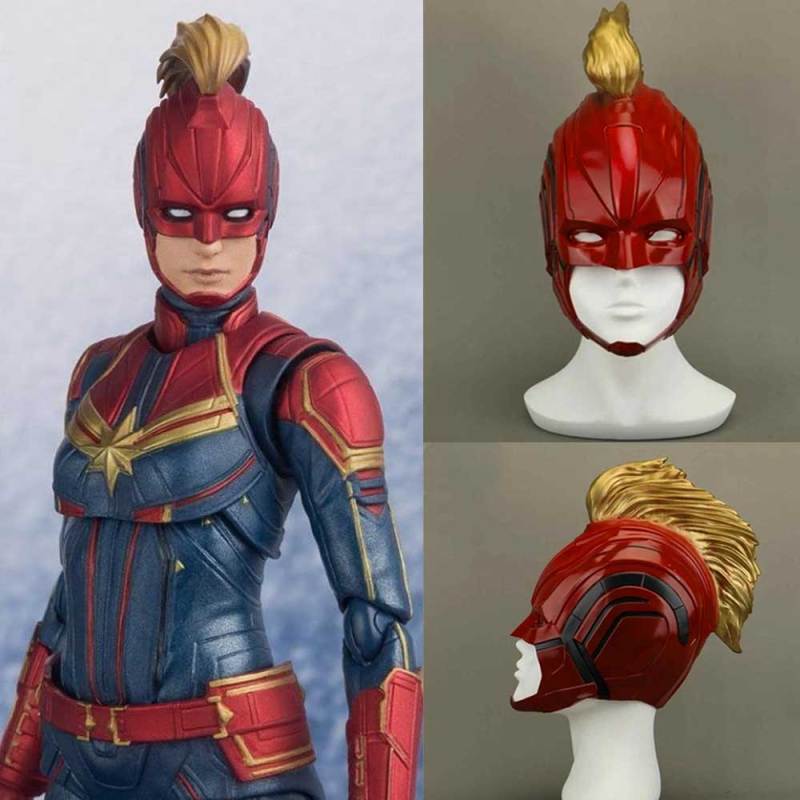 Captain Marvel Helmet Carol Danvers Cosplay PVC Red Green Mask（In Stock）