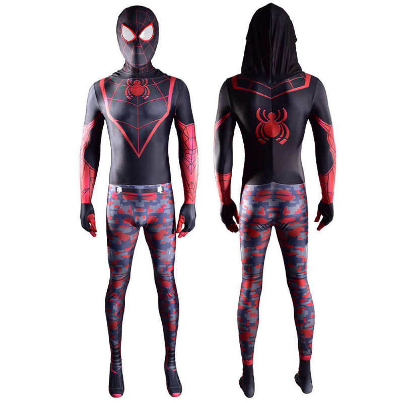 Miles Morales Costume PS5 Marvel's Spider-Man The End Suit Mask Adult Kids