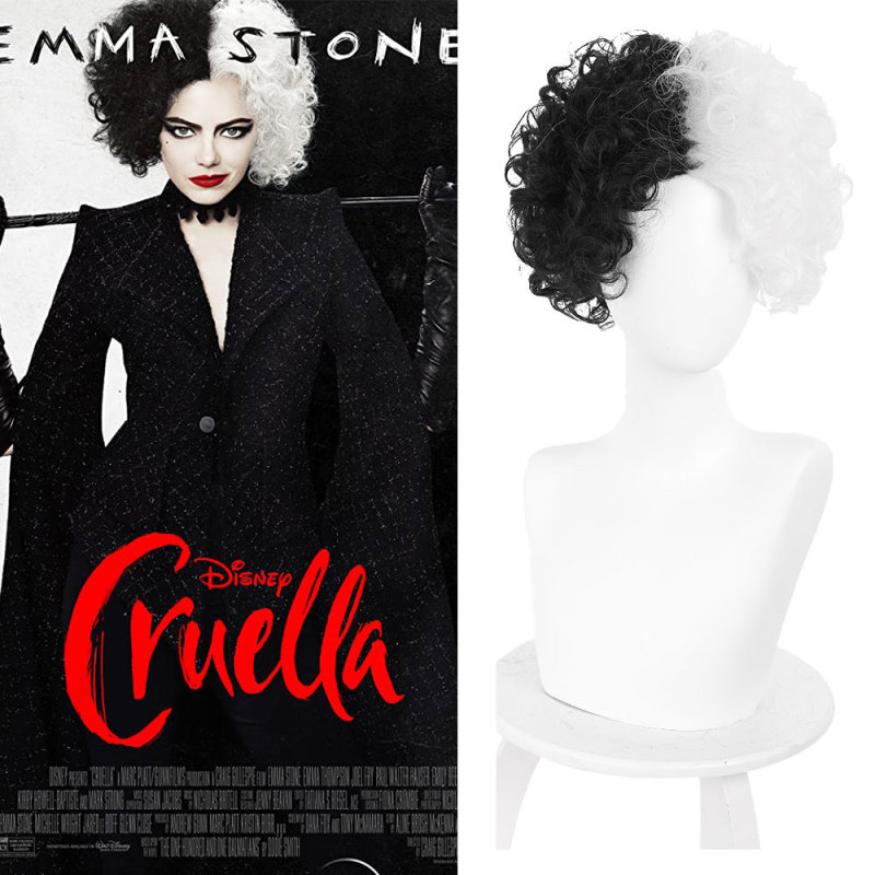 Cruella Cosplay Wig Emma Stone Hair Props (Ready to Ship)