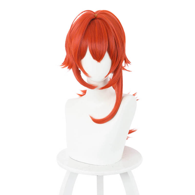 Genshin Impact Diluc Ragnvindr Cosplay Wig Props
