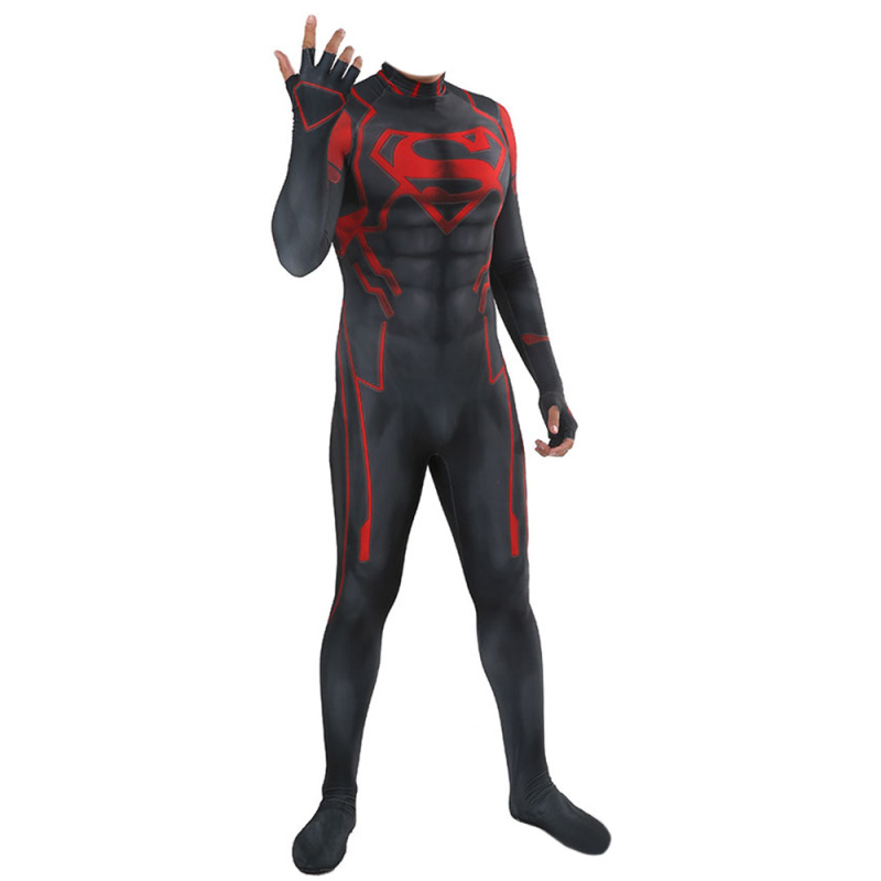Man of Steel Superman Black Red Cosplay Costume Adult Kids