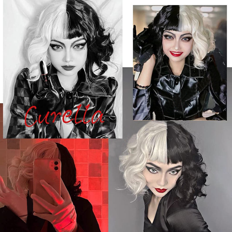 Cruella Cosplay Wig Emma Stone Hair Props (Ready to Ship)