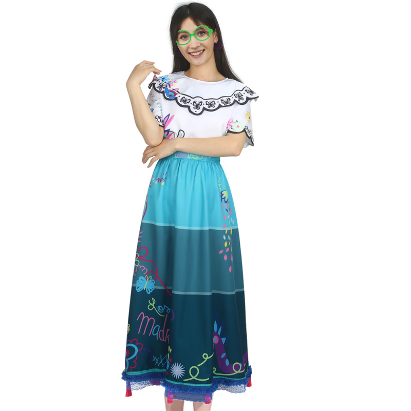 Mirabel Madrigal Cosplay Costume With Glasses Earrings Encanto Adults In Stock-Takerlama