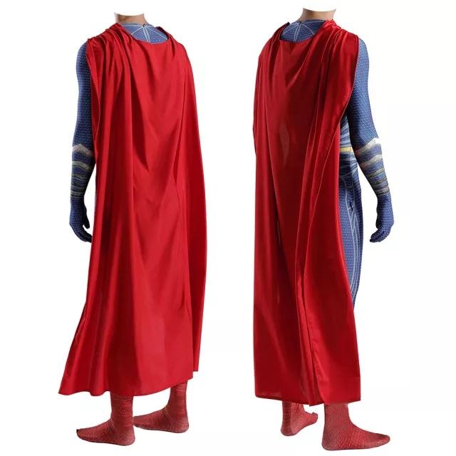 DC Comic Man of Steel 2 Superman Clark Kent Blue Costume Jumpsuit With Cloak