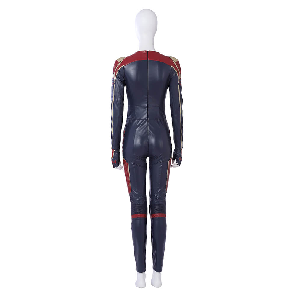 Deluxe Leather Captain Marvel Carol Danvers Cosplay Suit Shoes Helmet Takerlama