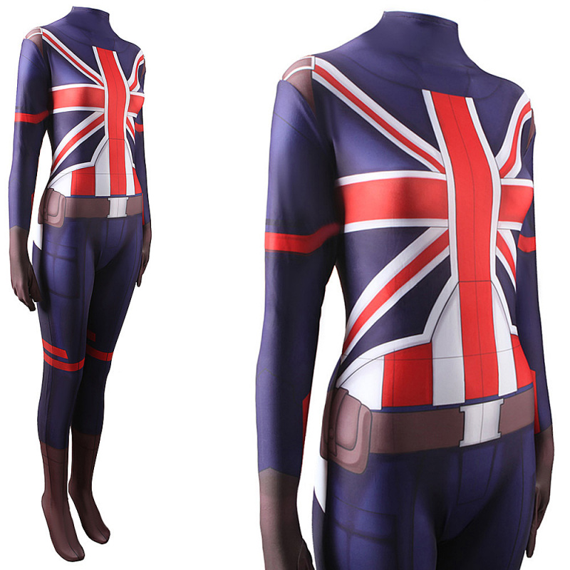 What If  Peggy Carter Captain Britain Cosplay Costume Jumpsuit