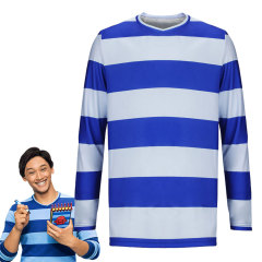 Josh Blue Striped Shirt Blue's Clues & You Cosplay Costume In Stock-Takerlama