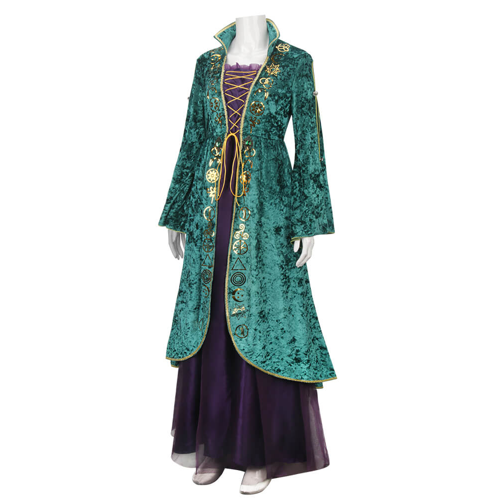 Hocus Pocus Halloween Costume Winifred Sanderson Cosplay Dress-Takerlama