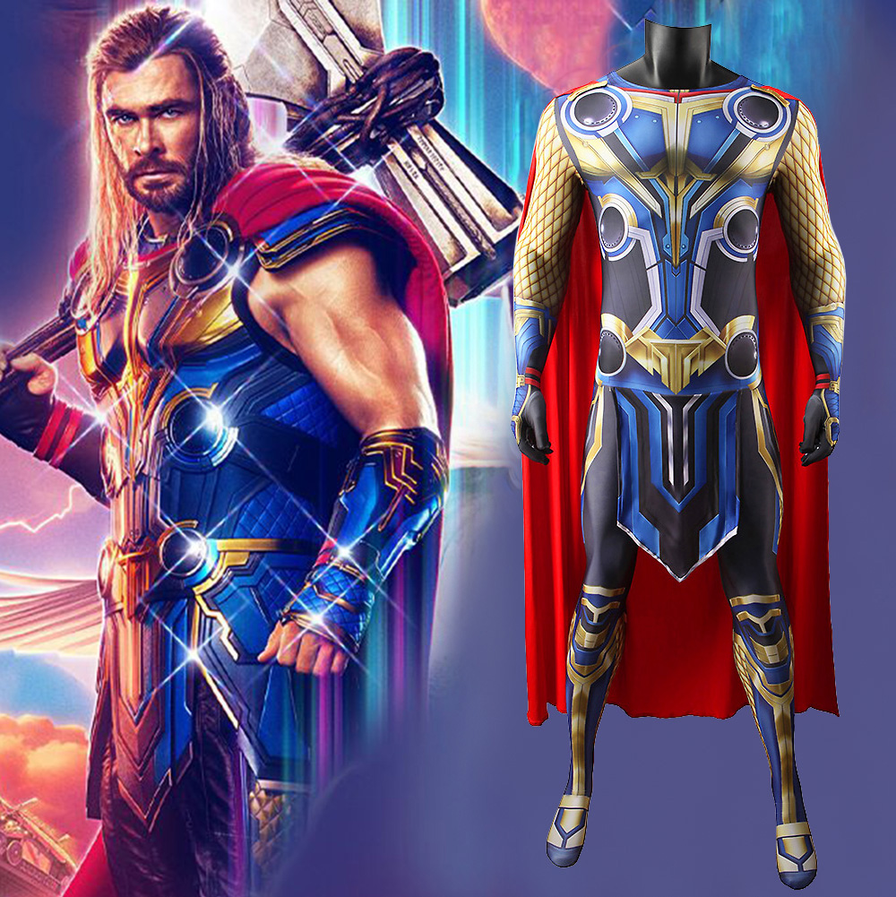Marvel Thor Oddison Halloween Costume Thor 4: Love and Thunder Cosplay Jumpsuit Cape Takerlama