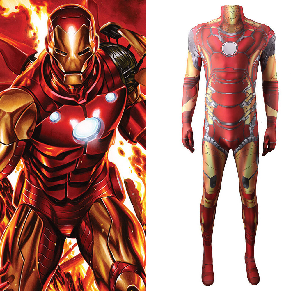 Marvel Comics Iron Man Costume Superhero Tony Stark Jumpsuit Adults Kids Takerlama