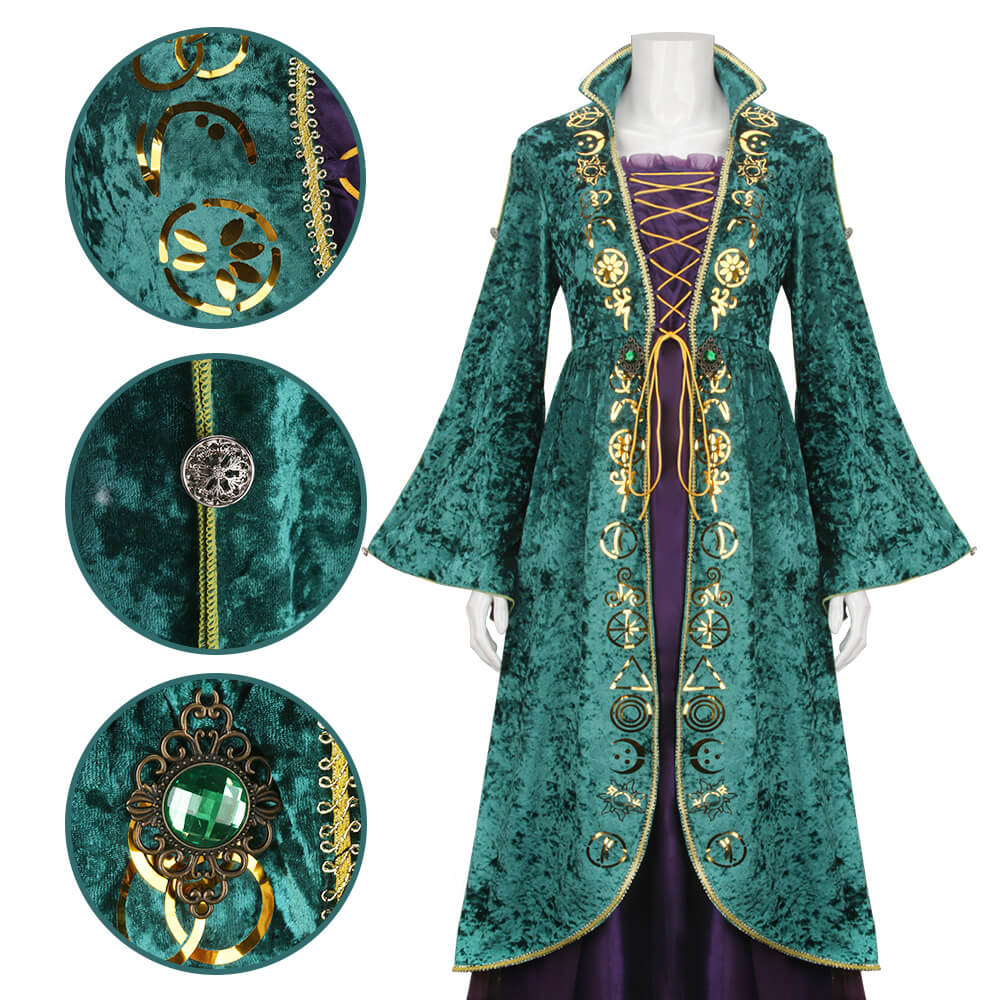 Hocus Pocus Halloween Costume Winifred Sanderson Cosplay Dress-Takerlama