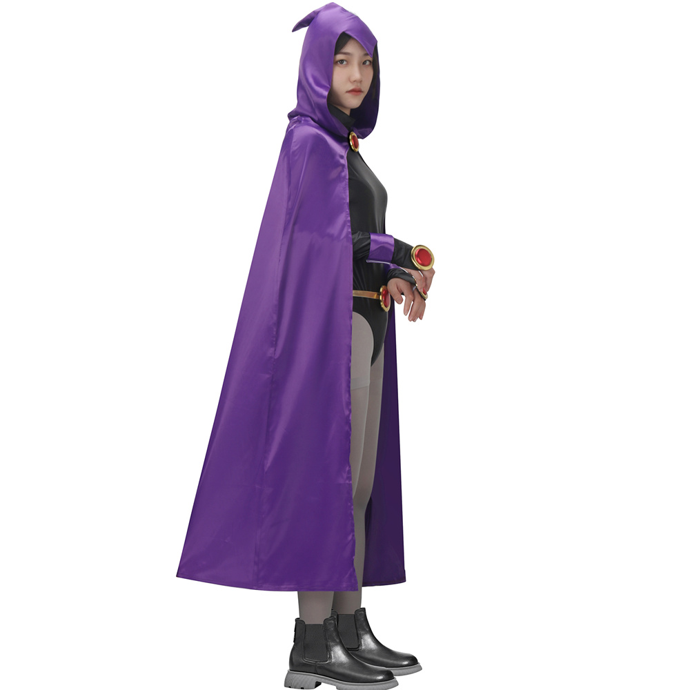 DC Teen Titans Raven Costume Women Halloween Superhero Cosplay Cloak Takerlama