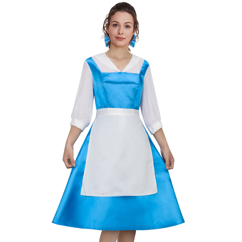 Beauty and Beast the Maid Cosplay Costume Blue
