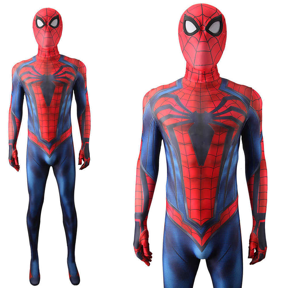 PS4 Spider-Man Advanced Suit Peter Parker Halloween Superhero Cosplay Costume Takerlama