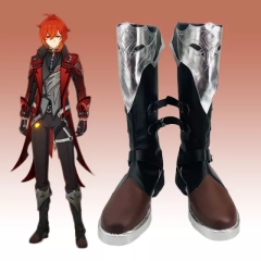 Genshin impact Diluc Cosplay Boots Red Dead of Night Shoes