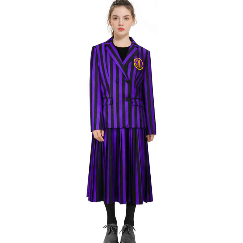 Nevermore Academy Purple School Uniform The Addams Family Wednesday Addams Cosplay Costume In Stock-Takerlama