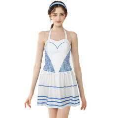 Margot Robbie 2023 Movie Costume Blue Halter Blue & White Dress With Headband Doll