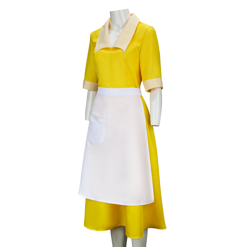 Yellow Maiden Dress Princess Tiana Housemaid Cosplay Costume In Stock-Takerlama