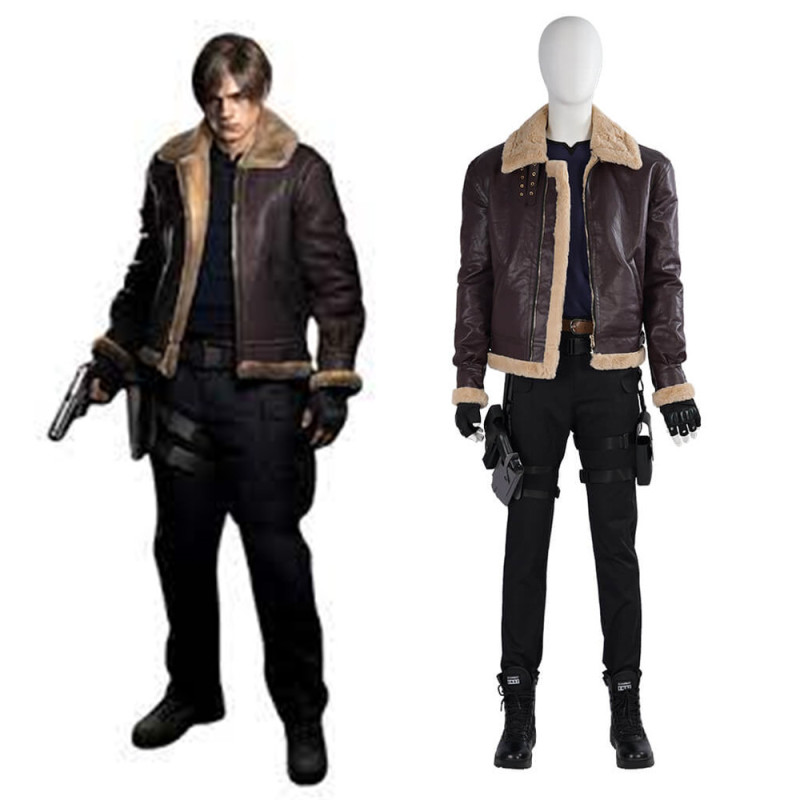 Leon Scott Kennedy Cosplay Costume Resident Evil 4 Jacket In Stock Takerlama