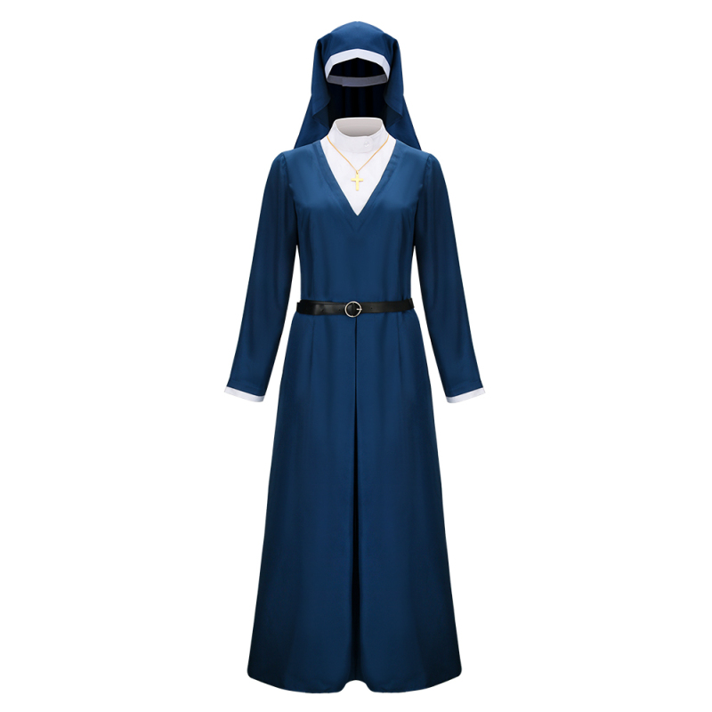 Mrs. Davis Nun Simone Blue Costume Betty Gilpin TV Series Outfits
