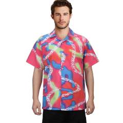Men's Pink Neon Hawaiian Shirt Ken Venice Beach Skate Top
