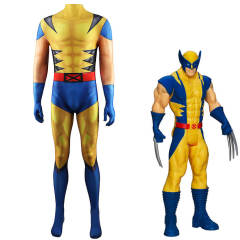 Classic Yellow Wolverine Men's Costume Marvel Comic Logan Weapon X Jumpsuit