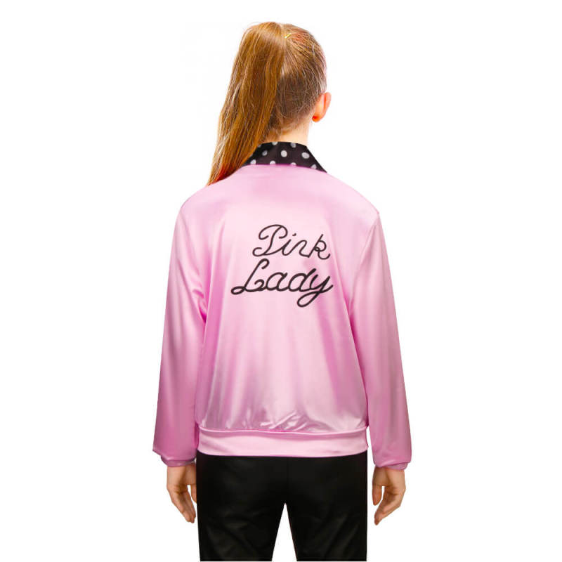 Girls Pink Ladies Jacket Scarf 50s- Grease