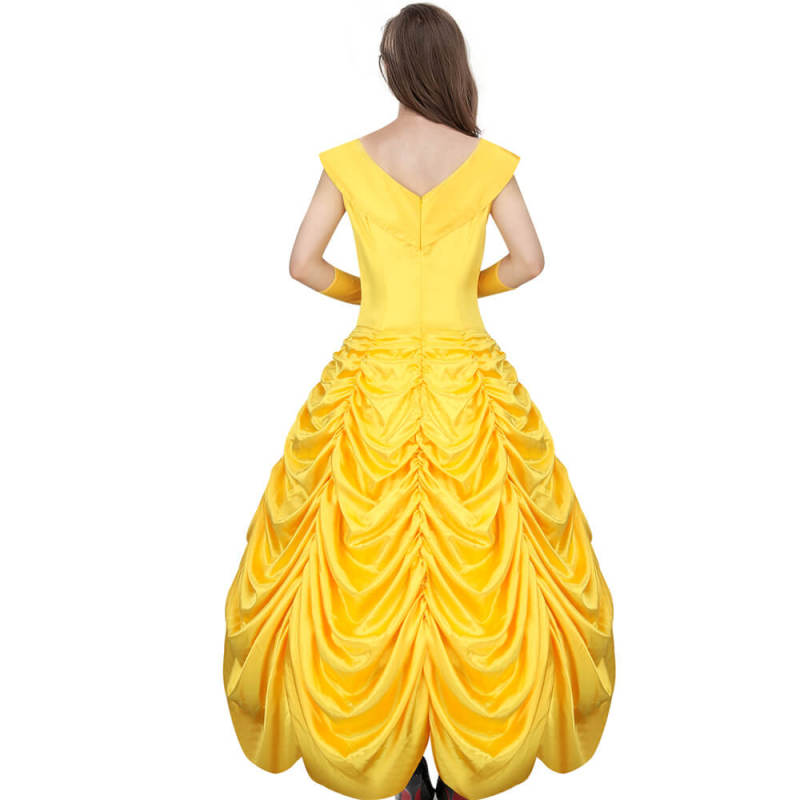 Princess Belle's Yellow Gown Beauty and the Beast Layered Off Shoulder Women Birthday Party Fancy Dress