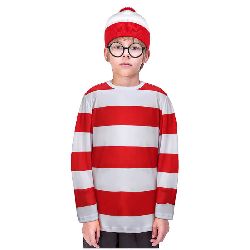 Where's Wally Kids Waldo Costume Red & White In Stock Takerlama