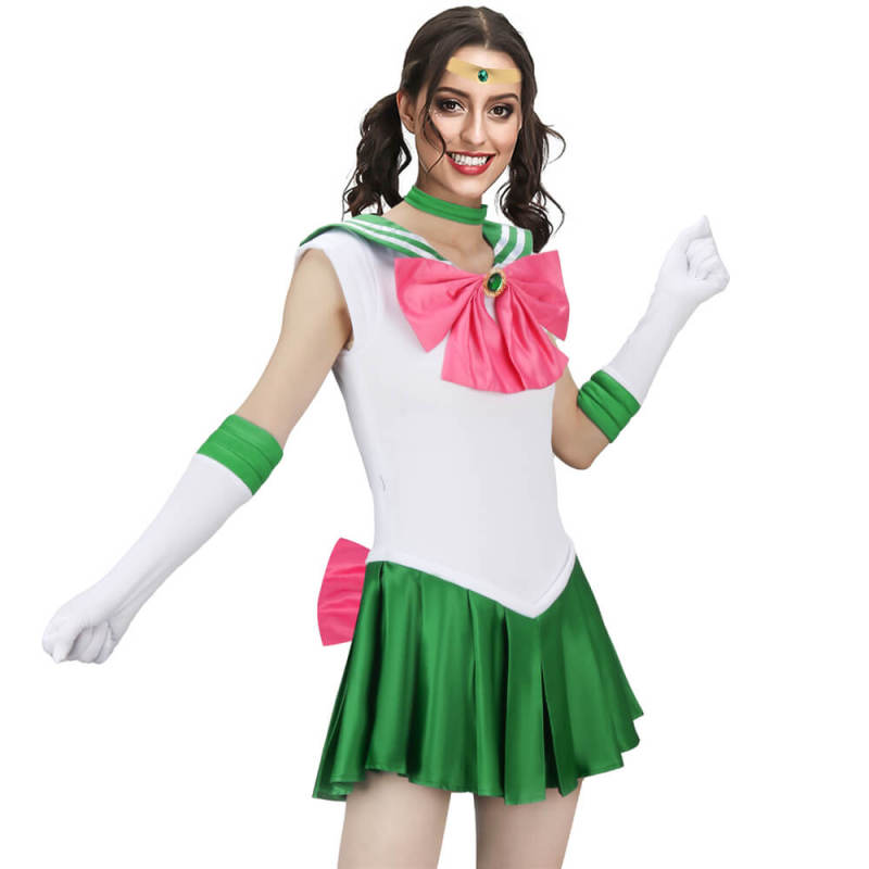 Makoto Kino Sailor Jupiter Crystal Cosplay Costume Anime Halloween Outfits Women
