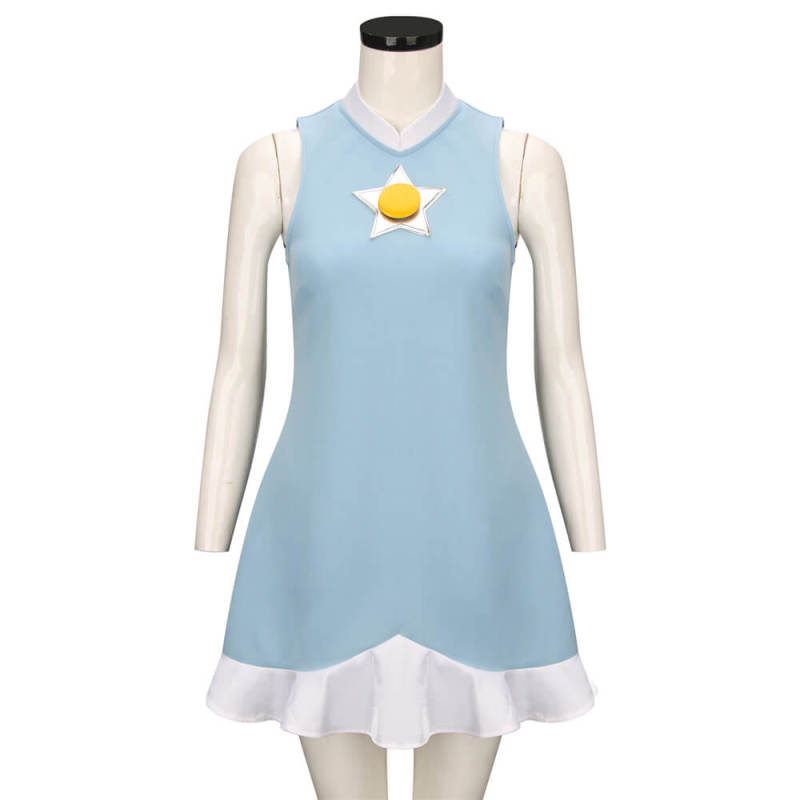 Mario Tennis Rosalina Cosplay Costume Blue Dress with Crown