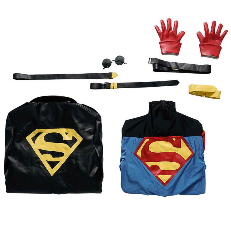 Superboy Halloween Cosplay Costume DC Comic Superhero Conner Kent Jacket Jumpsuit