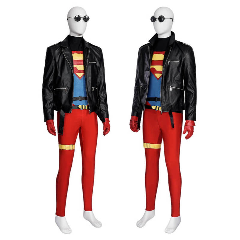 Superboy Halloween Cosplay Costume DC Comic Superhero Conner Kent Jacket Jumpsuit