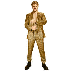 Men's Shiny Disco Costume 70s Glitter Jacket Pants Stage Festival Host Suit 4 Colors In Stock Takerlama