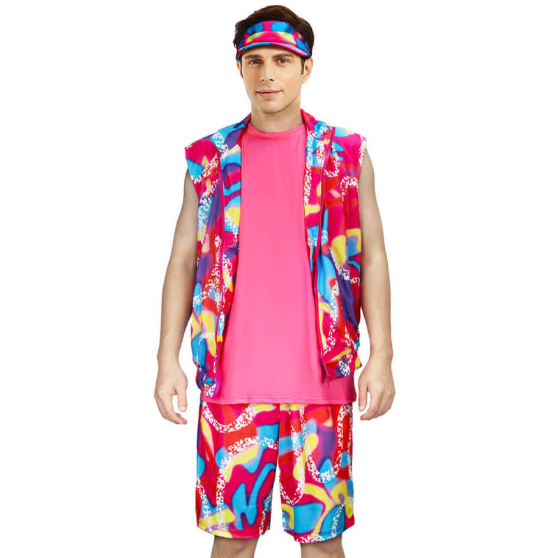 Margot Robbie Roller Blade Costume Cap Ken Venice Beach Pink Neon Couple Skate Ryan Gosling Outfit In Stock-Takerlama