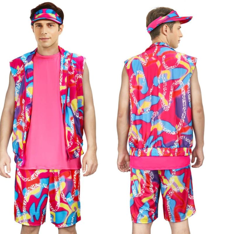 Roller Blade Ken Cosplay Costumes Ryan Gosling Pink Neon Couple Skate Outfit Men