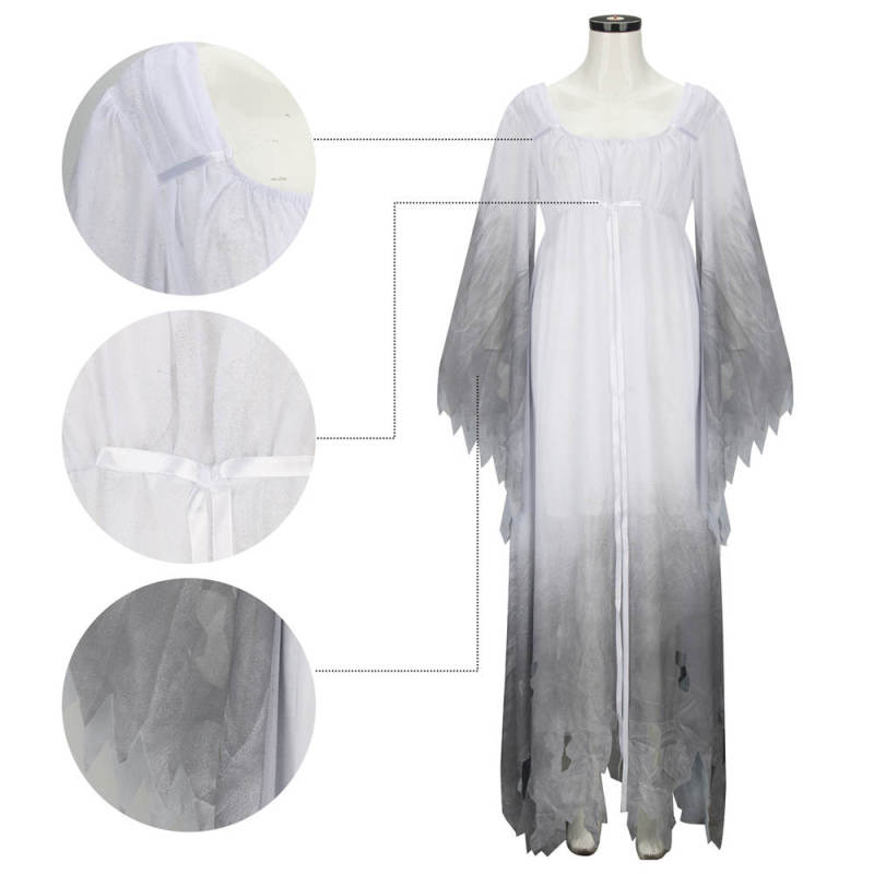 Gothic Victorian White Fancy Dress Women Gossamer Ghost Halloween Costume