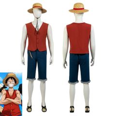 One Piece Monkey D. Luffy Cosplay Costume Straw Hat Luffy Travel Outfits In Stock