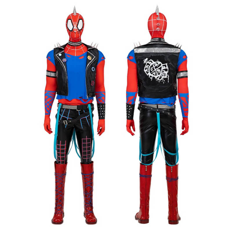 Spider-Punk Hobie Brown Halloween Costume Spider-Man Across the Spider-Verse Punk-Rock Spidey Suit