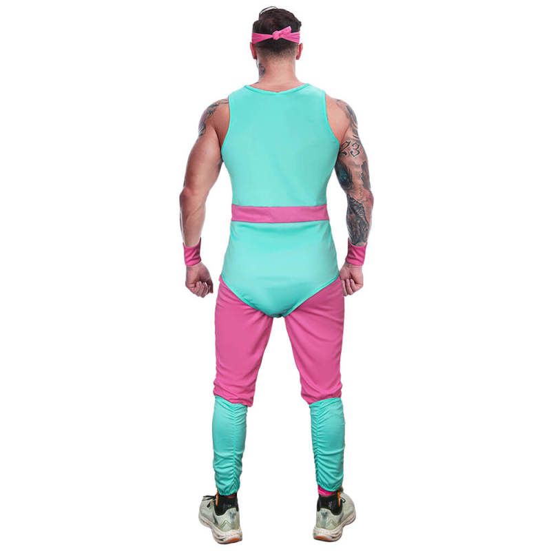 80s Exercise Fitness Costume Mens Gym Instructor Jumpsuit In Stock Takerlama