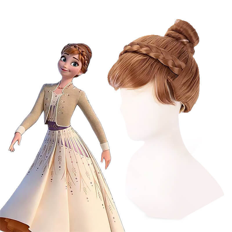 Princess Anna Brown Braid Costume Wigs Adult-Disney Frozen 2 Takerlama