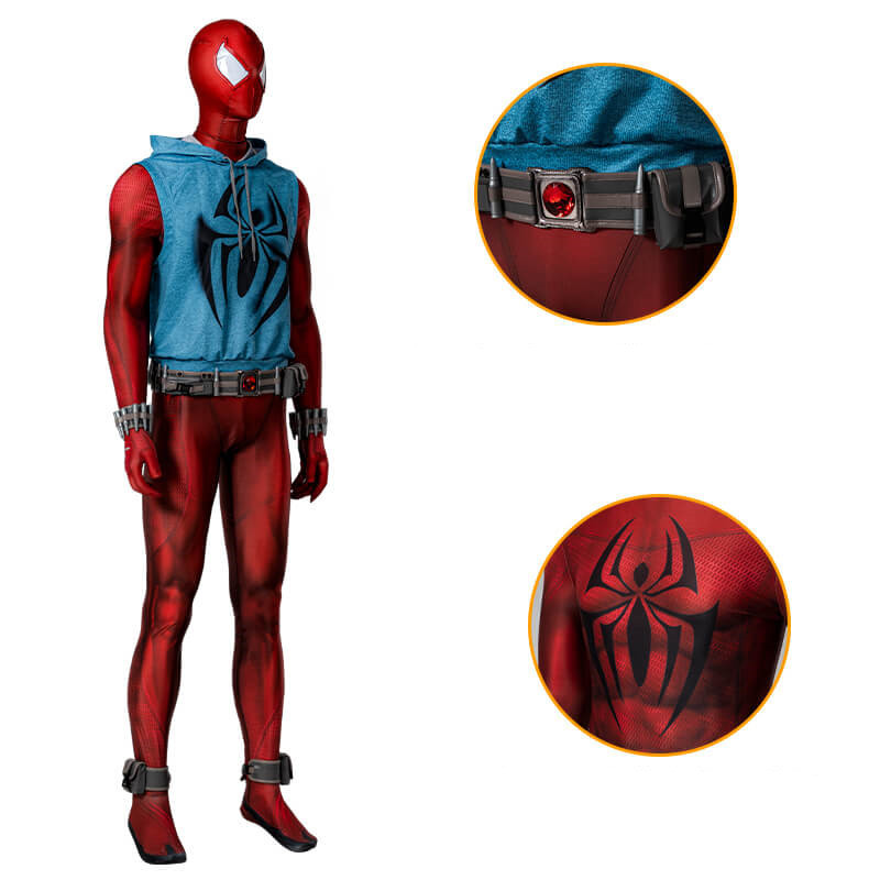Spider-Man: Across the Spider-Verse Scarlet Spider Cosplay Costume M L XL 2XL In Stock